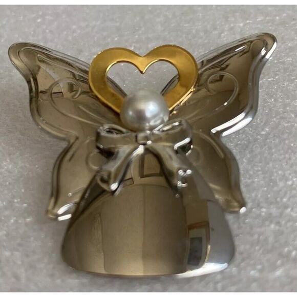 Jane Vtg AOL Angel of Love Pin Brooch Pearl Head Silver Over Brass Signed 1994 - Picture 10 of 10